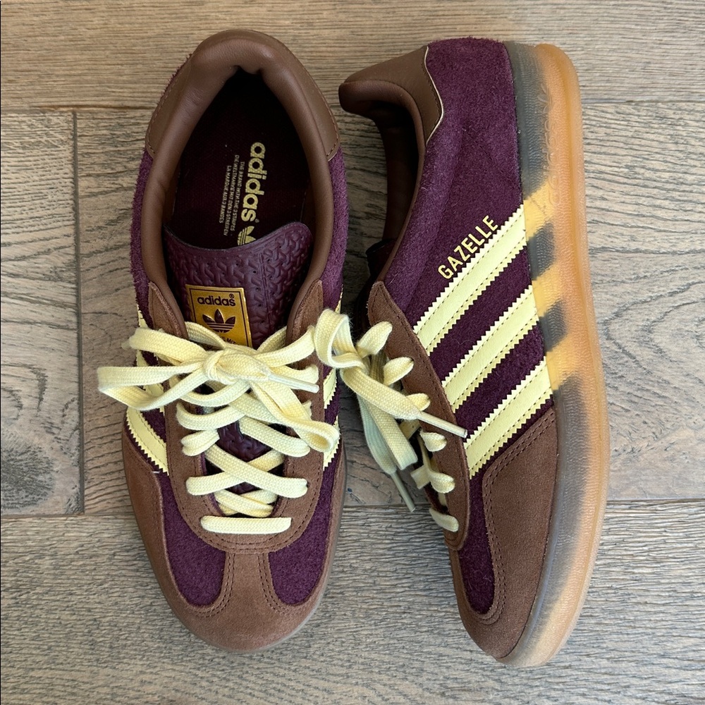 Adidas Gazelle Maroon and Cream Sneakers